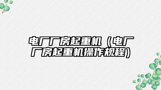 電廠廠房起重機（電廠廠房起重機操作規(guī)程）