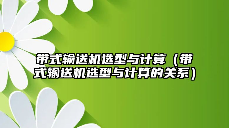 帶式輸送機(jī)選型與計(jì)算（帶式輸送機(jī)選型與計(jì)算的關(guān)系）