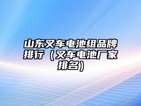 山東叉車電池組品牌排行（叉車電池廠家排名）