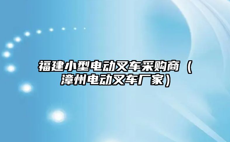 福建小型電動叉車采購商（漳州電動叉車廠家）