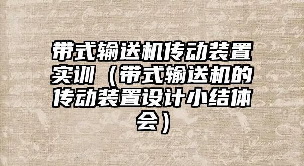 帶式輸送機傳動裝置實訓(xùn)（帶式輸送機的傳動裝置設(shè)計小結(jié)體會）