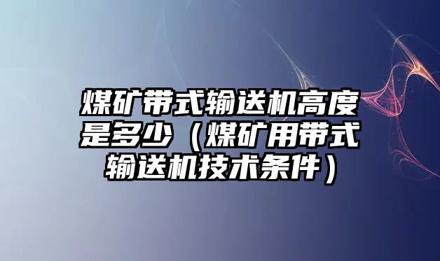 煤礦帶式輸送機高度是多少（煤礦用帶式輸送機技術(shù)條件）