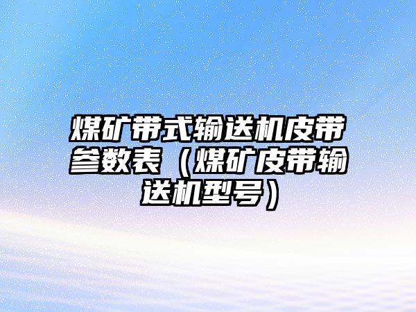 煤礦帶式輸送機皮帶參數(shù)表（煤礦皮帶輸送機型號）