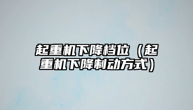 起重機(jī)下降檔位（起重機(jī)下降制動(dòng)方式）