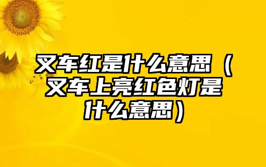 叉車紅是什么意思（叉車上亮紅色燈是什么意思）