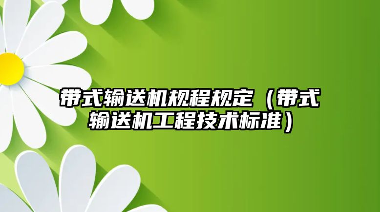 帶式輸送機(jī)規(guī)程規(guī)定（帶式輸送機(jī)工程技術(shù)標(biāo)準(zhǔn)）