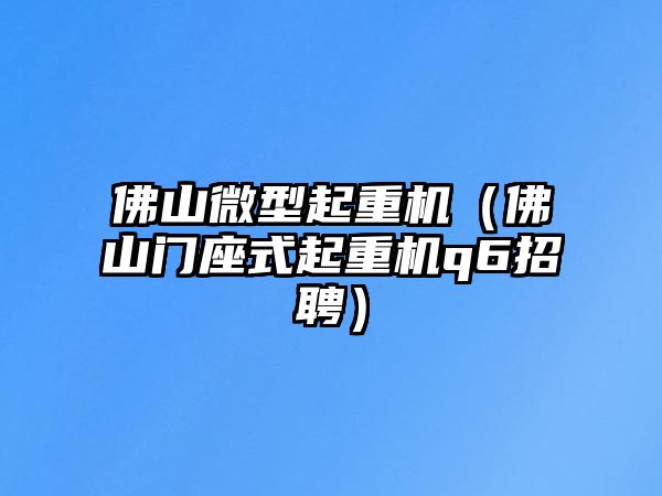 佛山微型起重機（佛山門座式起重機q6招聘）