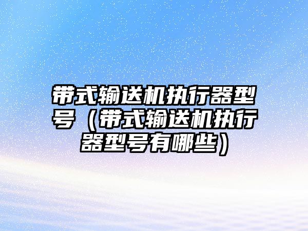 帶式輸送機執(zhí)行器型號（帶式輸送機執(zhí)行器型號有哪些）