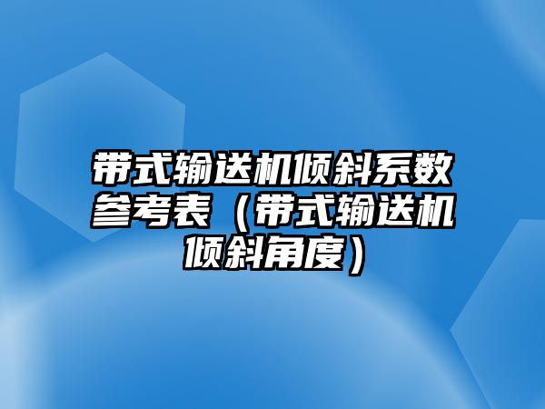 帶式輸送機傾斜系數(shù)參考表（帶式輸送機傾斜角度）