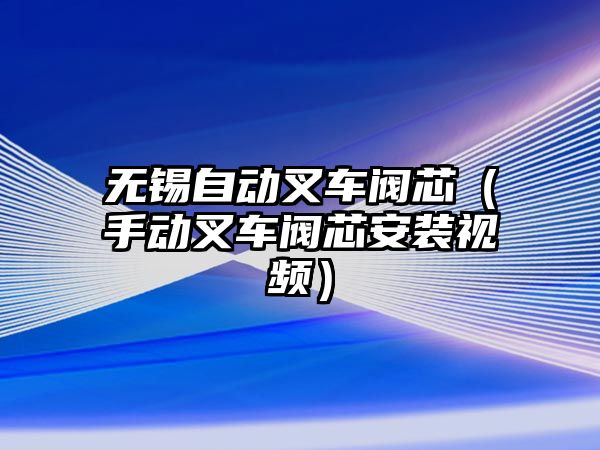 無錫自動叉車閥芯（手動叉車閥芯安裝視頻）