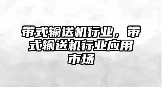 帶式輸送機(jī)行業(yè)，帶式輸送機(jī)行業(yè)應(yīng)用市場(chǎng)