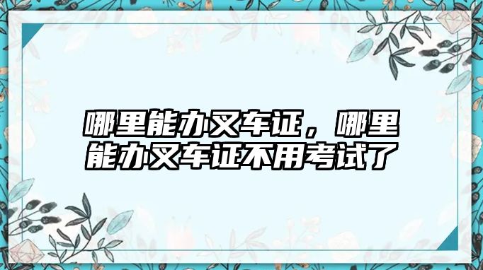 哪里能辦叉車證，哪里能辦叉車證不用考試了