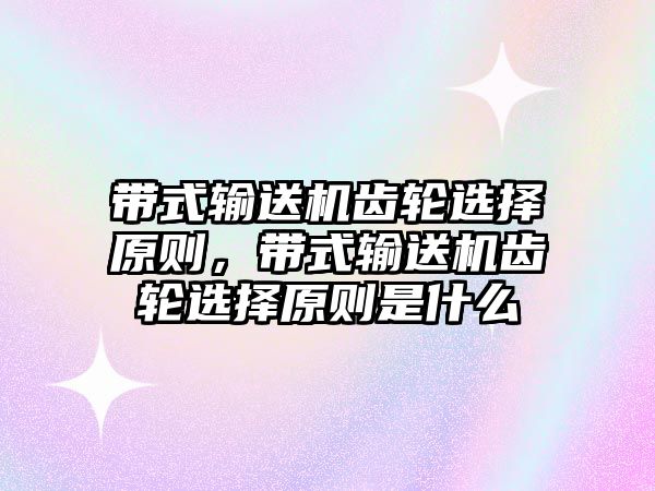 帶式輸送機齒輪選擇原則，帶式輸送機齒輪選擇原則是什么