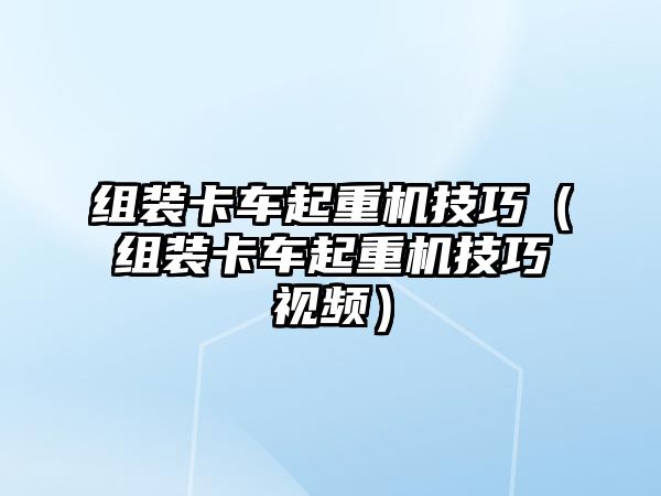 組裝卡車起重機(jī)技巧（組裝卡車起重機(jī)技巧視頻）