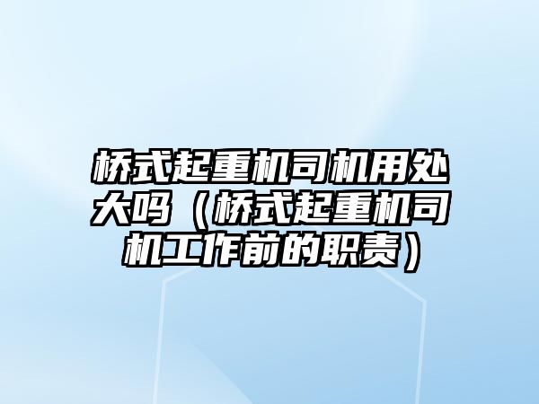 橋式起重機司機用處大嗎（橋式起重機司機工作前的職責(zé)）