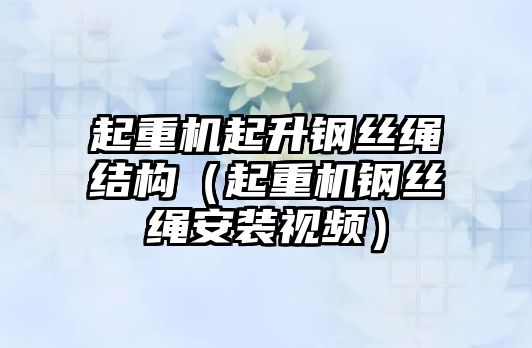 起重機起升鋼絲繩結(jié)構(gòu)（起重機鋼絲繩安裝視頻）