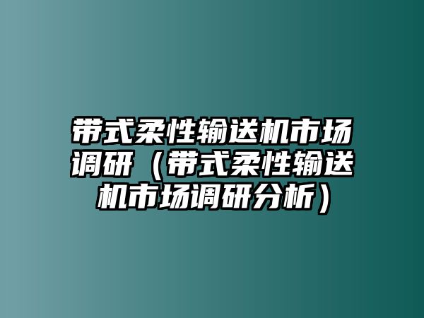 帶式柔性輸送機(jī)市場(chǎng)調(diào)研（帶式柔性輸送機(jī)市場(chǎng)調(diào)研分析）