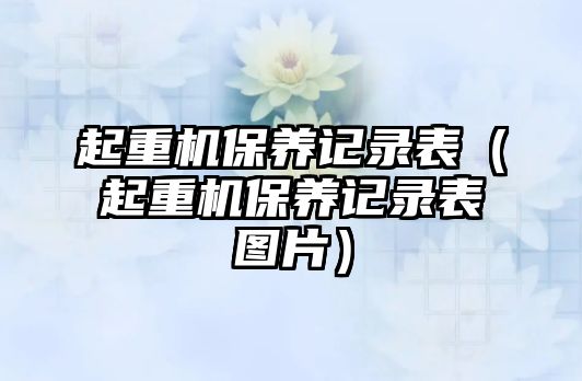 起重機保養(yǎng)記錄表（起重機保養(yǎng)記錄表圖片）