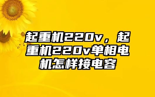 起重機(jī)220v，起重機(jī)220v單相電機(jī)怎樣接電容