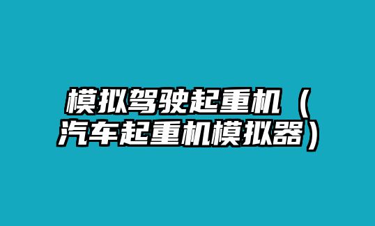 模擬駕駛起重機(jī)（汽車起重機(jī)模擬器）