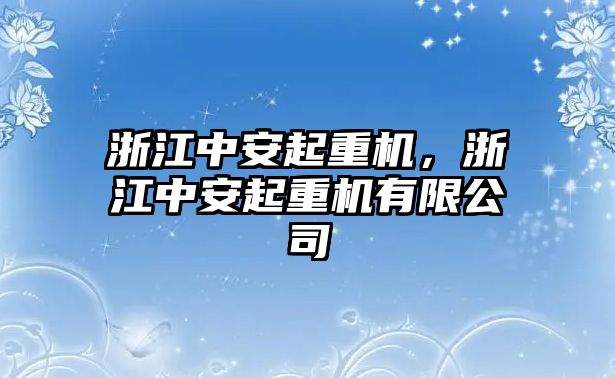 浙江中安起重機(jī)，浙江中安起重機(jī)有限公司