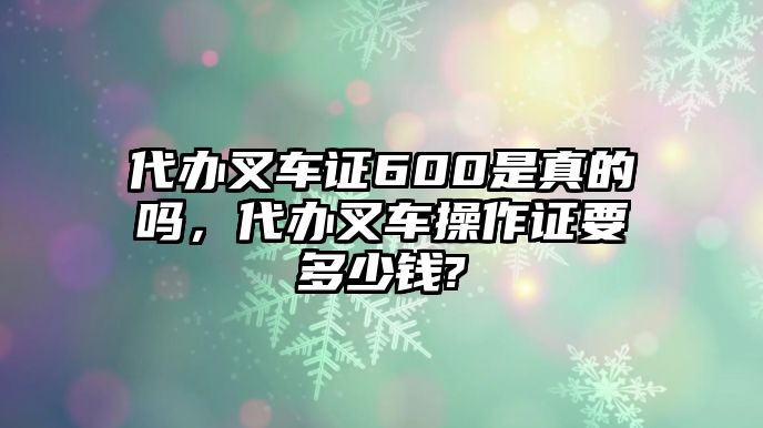 代辦叉車證600是真的嗎，代辦叉車操作證要多少錢(qián)?