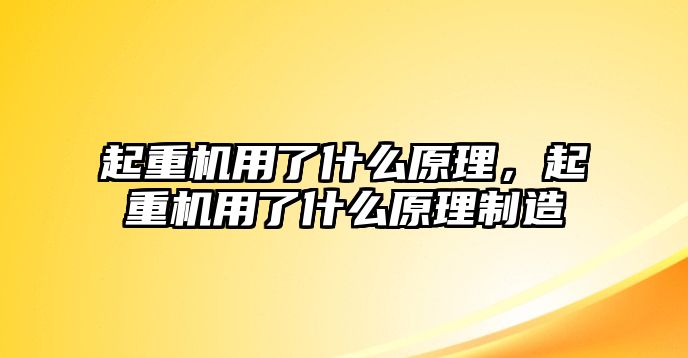 起重機用了什么原理，起重機用了什么原理制造