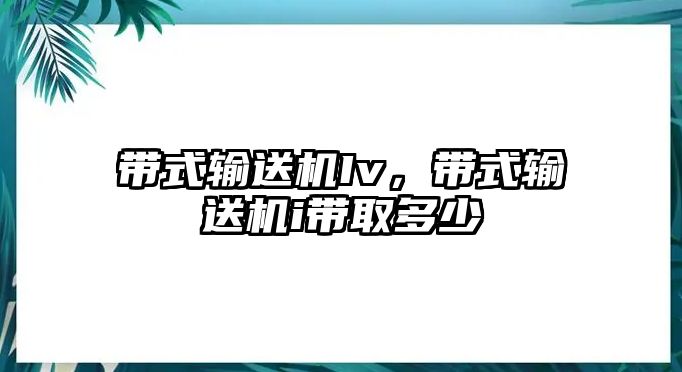 帶式輸送機Iv，帶式輸送機i帶取多少