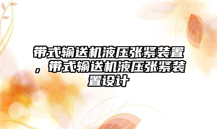 帶式輸送機(jī)液壓張緊裝置，帶式輸送機(jī)液壓張緊裝置設(shè)計(jì)